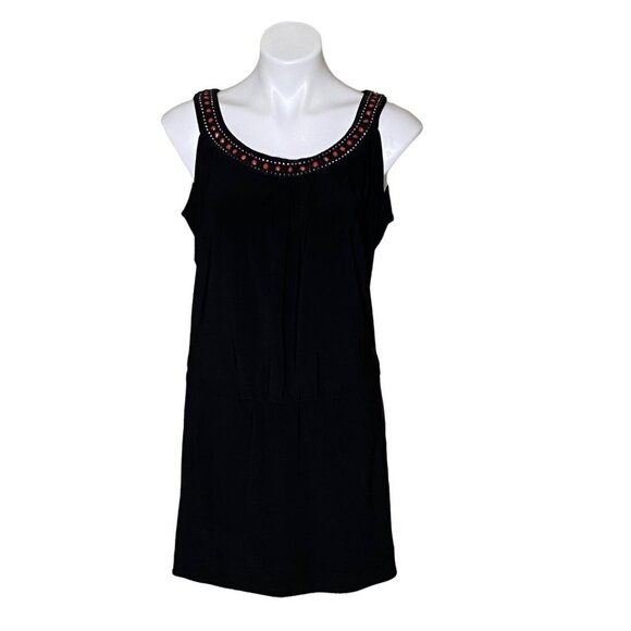 White House Black Market Black Beaded Mini Dress, Sleeveless Women's Size M - Picture 1 of 9